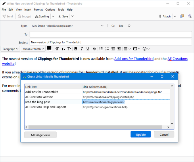 Review all the links at a glance in Table View.