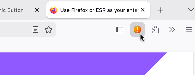 Screen shot of Panic Button toolbar button