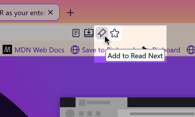 Screen shot of the Read Next address bar button.